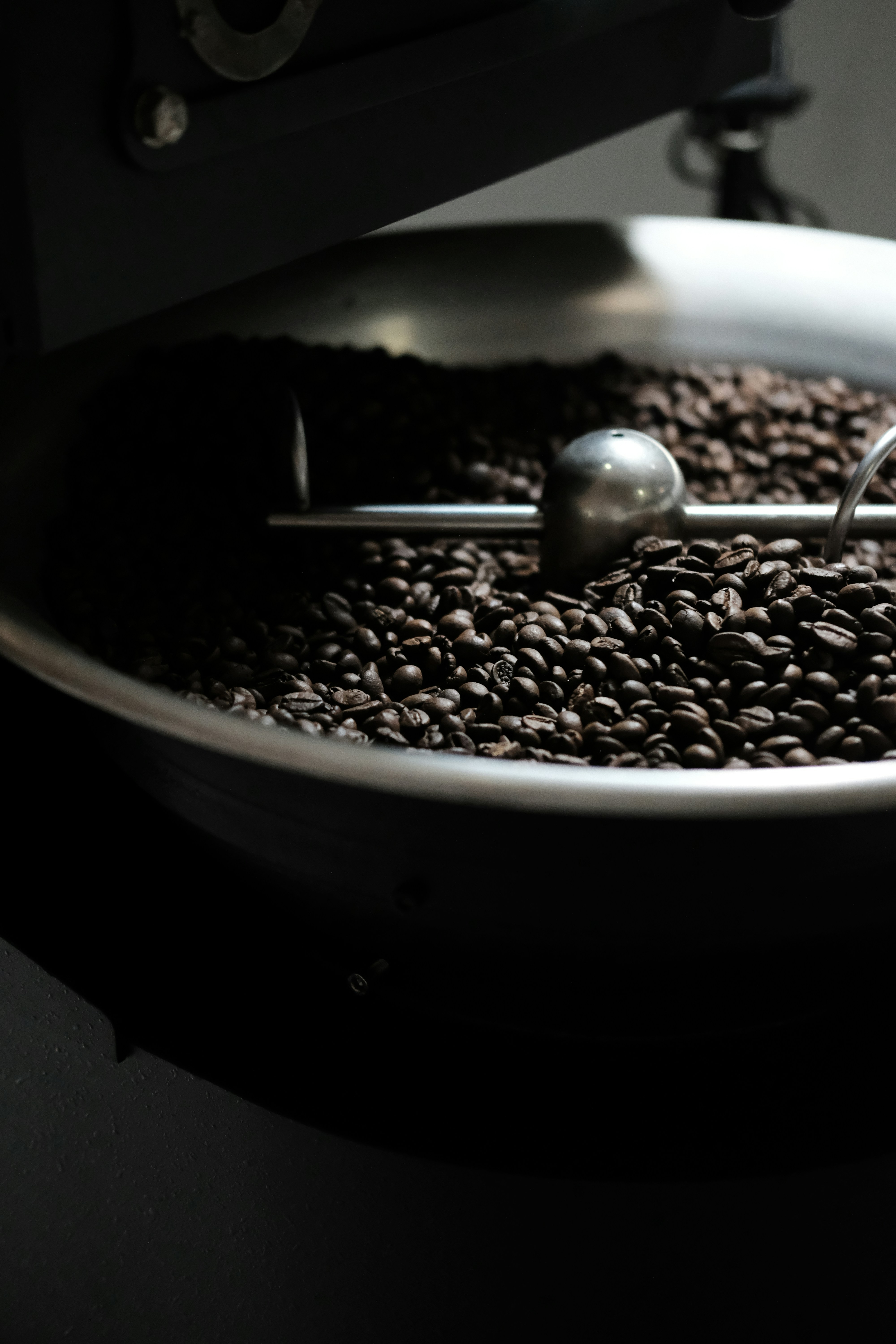 Frisch geröstete Kaffeebohnen in der hauseigenen Rösterei